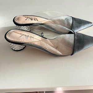 Zara glitter heeled pumps